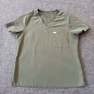 FIGS Catarina Scrub Top Shirt Olive Green Size Large Medical Uniform PO3075